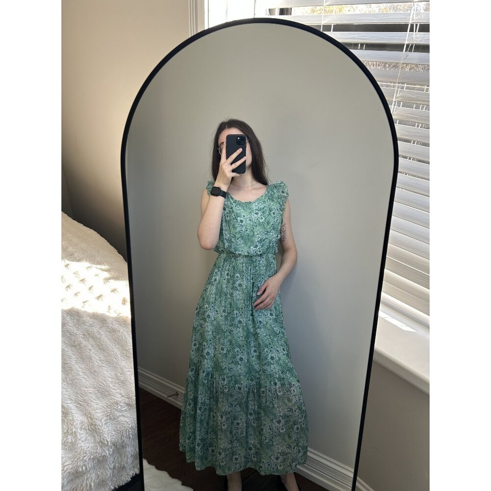 Green Floral Midi Dress Le Ragarre SIe XL